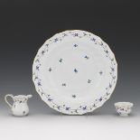 Herend Large Porcelain Centerpiece Bowl, Individual Creamer and Sugar Bowl, "Blue Garland" Pattern