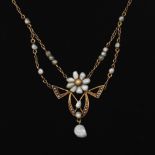 Ladies' Victorian Gold and Seed Pearl Lavalier Necklace