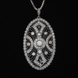 Ladies' Edwardian Style Gold and Diamond Pendant on Chain
