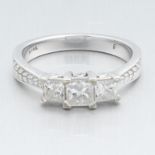 Ladies' Art Deco Style Gold and Princess Cut Diamond Ring