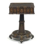 Victorian Renaissance Revival Papier-MÃ¢chÃ© Gilt Hand Painted Sewing Table, Attr. Jennens & Betridg