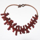 Artisan Ladies' Red Coral Branch and Copper Necklace
