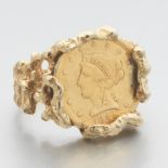 14k Yellow Gold Ring with 1Dollar 1853 Liberty Coin