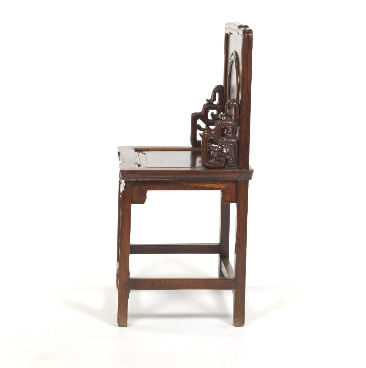 Chinese Carved Rosewood Chair with Mystic Stone Insert, ca. Late Qing Dynasty - Image 5 of 7