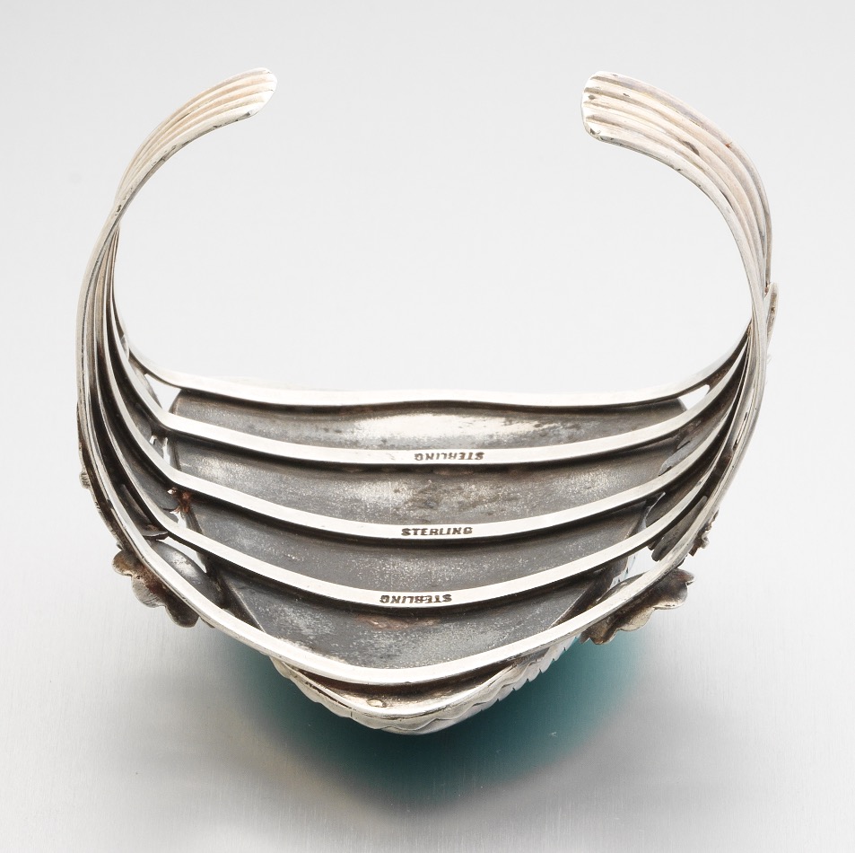 Navajo Sterling Silver and Turquoise Cuff Bracelet - Image 8 of 8