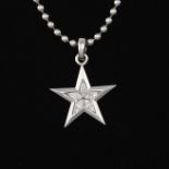 Ladies' Gold and Diamond Star Pendant on Bead Chain