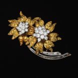 Ladies' Gold, Platinum, Fancy Yellow Diamond and White Diamond Floral or Shooting Star Pin/Brooch