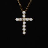 Tiffany & Co. Gold and Diamond Cross on a Chain
