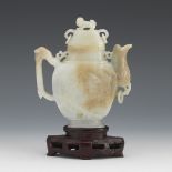 Carved White Jade Teapot