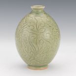 Ovoid Celadon Glazed Vase, Retailed by Gumps
