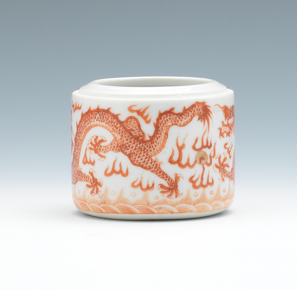 Chinese Porcelain Seal Paste Box with Imperial Dragons, ca. Late Qing/Republic Period - Image 2 of 8