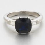 Ladies' Platinum, 2.75 ct Blue Sapphire and Diamond Ring