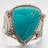 Navajo Sterling Silver and Turquoise Cuff Bracelet