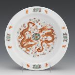 Chinese Porcelain Dish with Imperial Dragons, Apocryphal Qianlong Marks