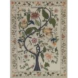 Ottoman Empire Revival Floral Motif Painting on Silk