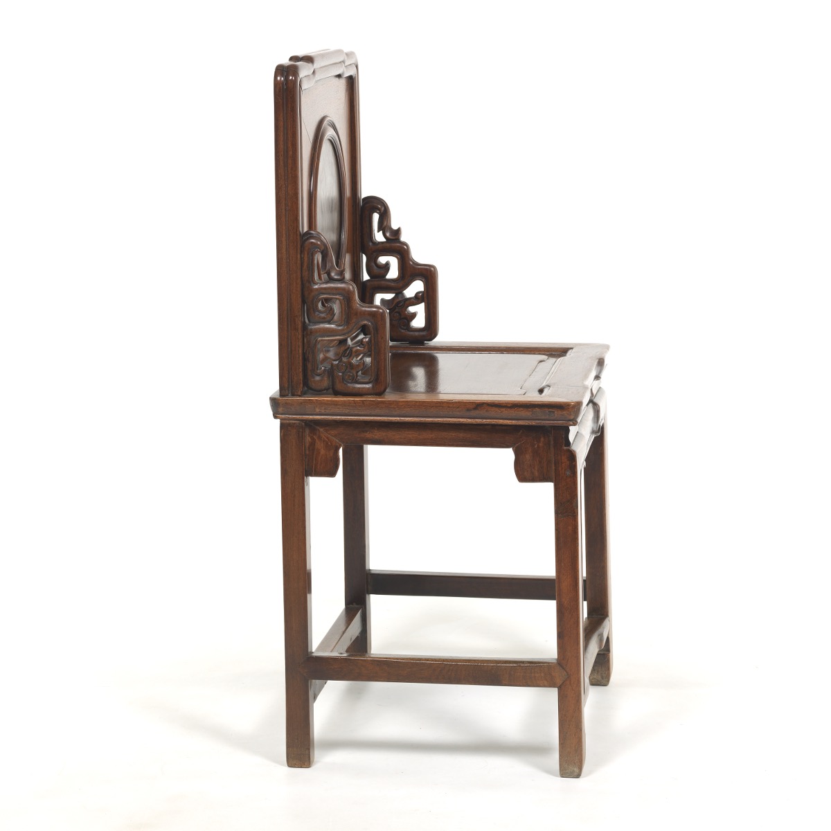 Chinese Carved Rosewood Chair with Mystic Stone Insert, ca. Late Qing Dynasty - Image 3 of 7