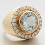 Gentleman's Aquamarine and Diamond Ring
