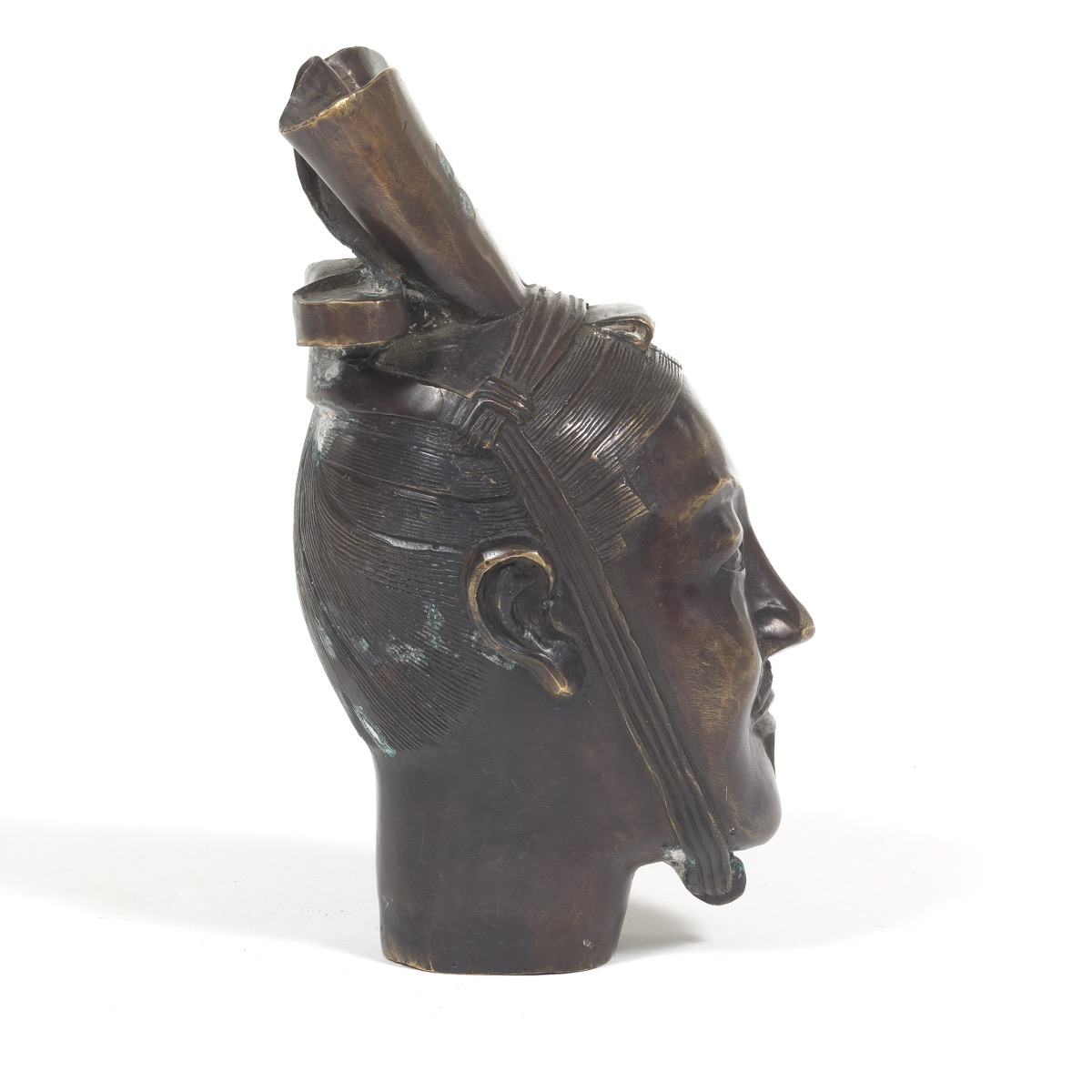 Chinese Bronze Scholar Head - Image 3 of 7