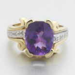 Ladies' Vintage Gold, Amethyst and Diamond Ring