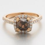 Ladies' Gold, Fancy Purplish Brown Diamond and White Diamond Fashion Ring