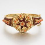 Victorian Enamel and Orange Citrine Bangle Bracelet