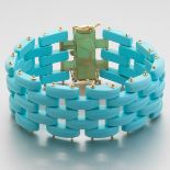 Retro Turquoise and Gold Gate Bracelet