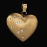Ladies' Elegant 3D Gold and Diamond Heart Pendant