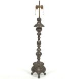 Antique Italian Bronzed and Silvered Copper Ecclesiastical Pricket Lamp, ca. 19th Century