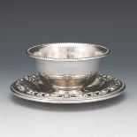 Wallace Sterling Silver Condiment Bowl with Underplate, "Grande Baroque" Pattern