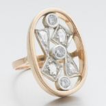 Ladies' Modernist Custom Made Gold, Sterling Silver and Diamond Ring