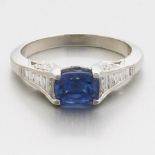 Ladies' Tacori Platinum, 1.37 ct Blue Sapphire and Diamond Ring