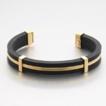 Ladies' 18k Yellow Gold and Rubber Cuff Bracelet