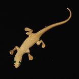 Elegant Gold and Emerald Diamond Finish Lizard Pin/Brooch