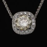 Ladies' Gold and 1.70 ct Solitaire Diamond and Diamond Slider on Chain