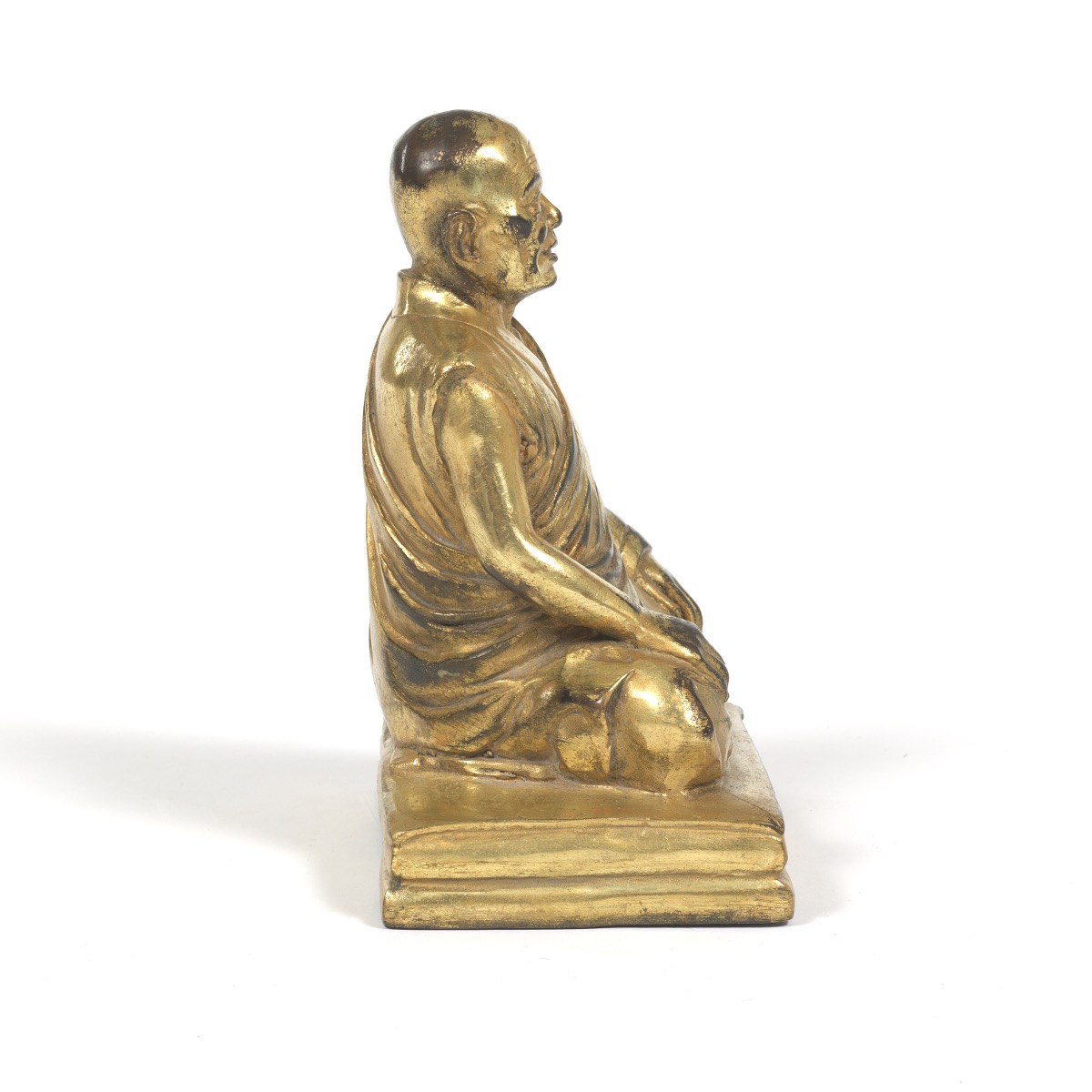 Tibetan Gilt Bronze Sculpture of Arhat - Image 3 of 7