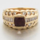 Ladies' Vintage Gold, Pink Tourmaline and Diamond Ring