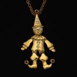 Ladies' Comedia del'Arte Gold, Diamond and Ruby Pulcinella Pendant on Chain