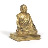 Tibetan Gilt Bronze Sculpture of Arhat