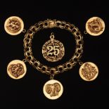 Ladies' Retro Gold Charm Bracelet