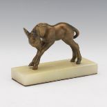 Gilt Metal Cabinet Sculpture of a Donkey on Quartz Base