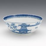 Chinese Blue and White Porcelain Signed Bowl, ca. late Qing Dynasty