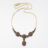 Ladies' Victorian Style Gold and Garnet Cluster Necklace