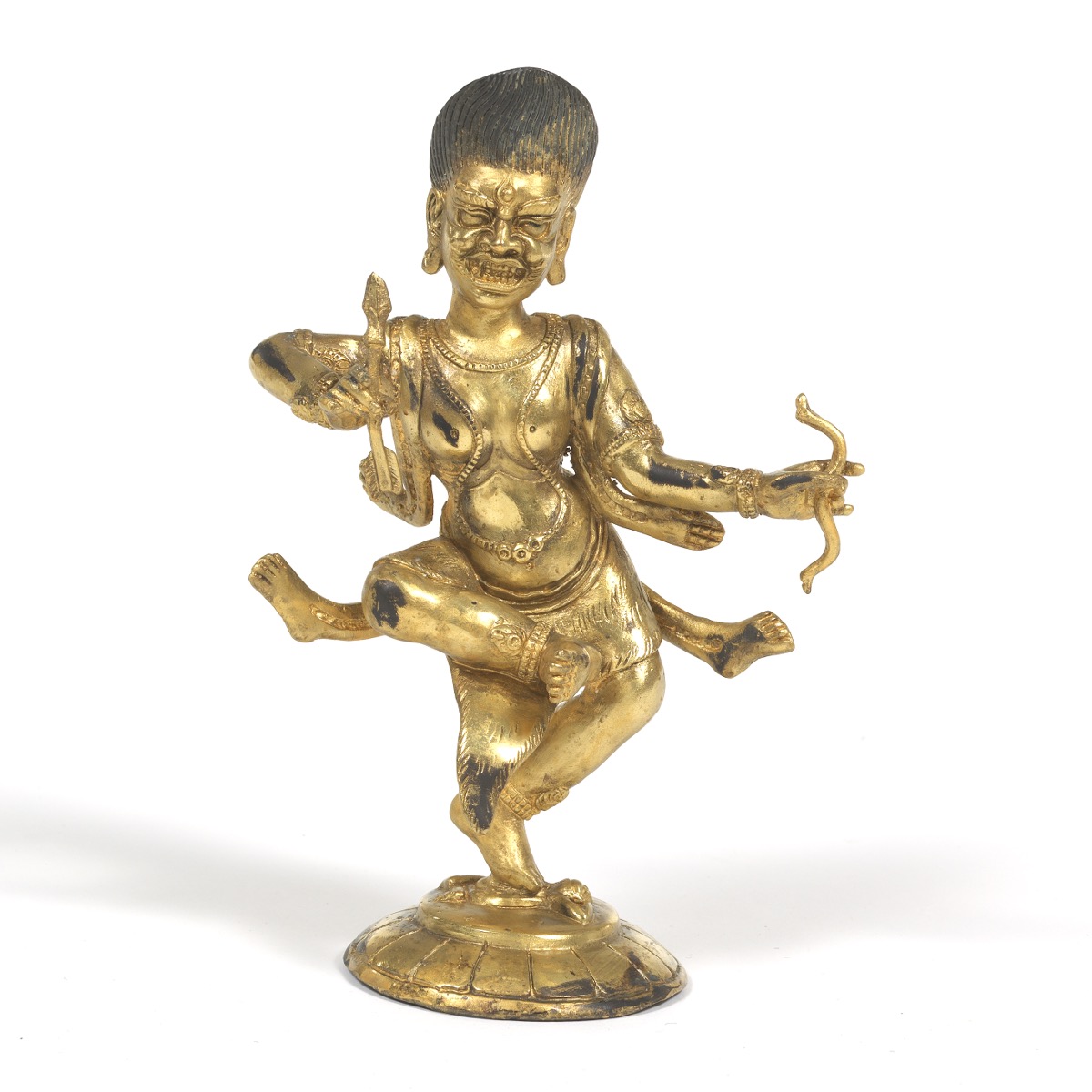 Tibetan Gilt Bronze Sculpture of Goddess KurukullÄ - Image 2 of 7