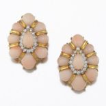 Retro Angel Skin Coral and Diamond Earrings