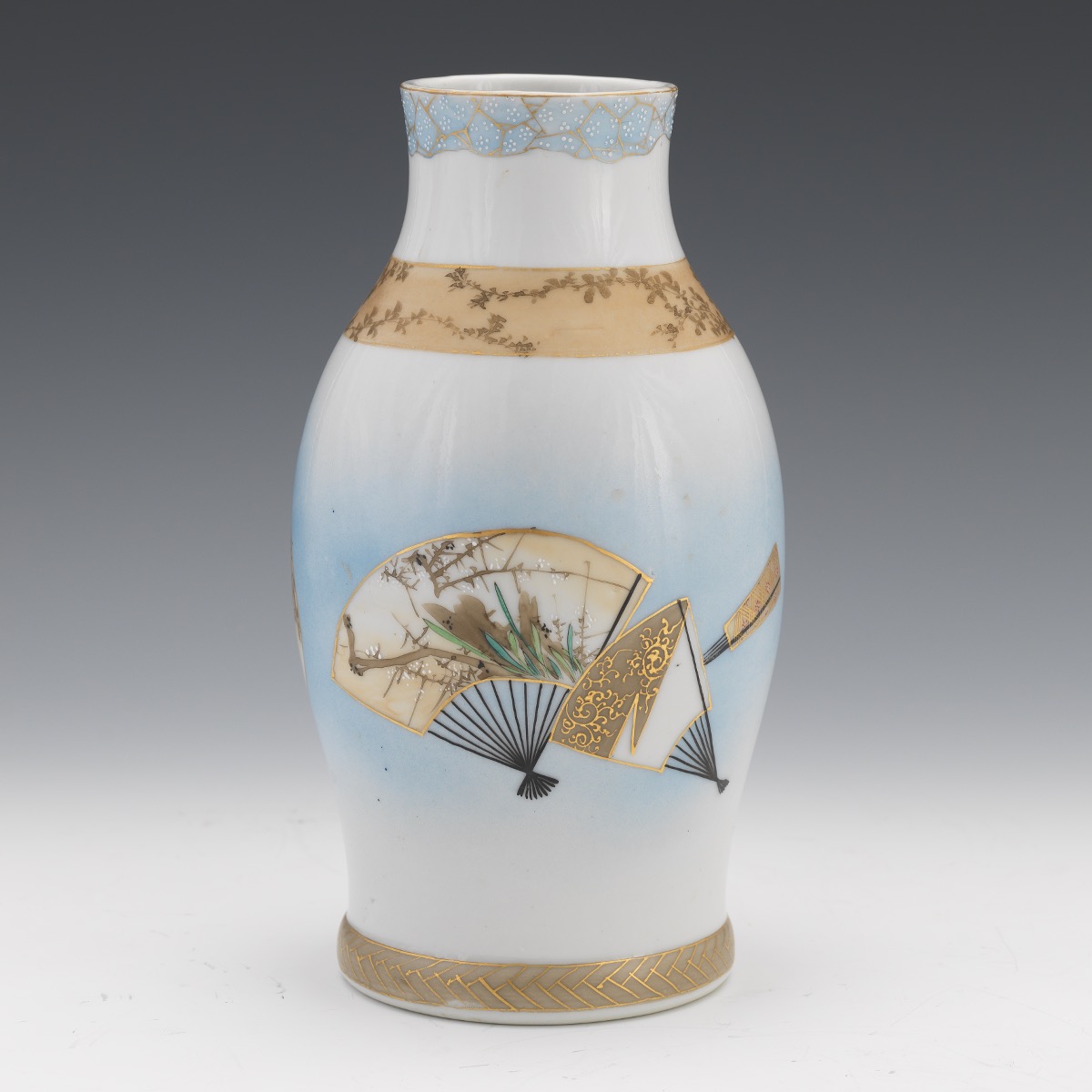 Blue and White Vase with Gilt Details