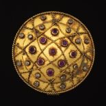Victorian Renaissance Revival Gold, Ruby and Diamond Pin/Brooch