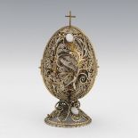 Russian Traditional Silver-Gilt Copper Alloy Filigree Easter Egg, by O. Tarasova