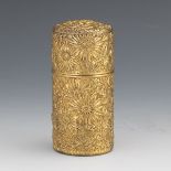 Gorham Parcel Gilt Sterling Silver Repousse Floral Design Vanity Container, dated 1892