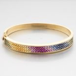 Ladies' Gold and 7.20 ct Rainbow Sapphire Bangle