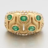 Ladies' Gold, Emerald and Diamond Dome Ring